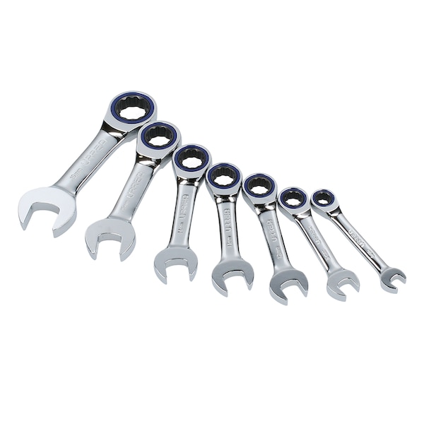 12-Pt short combination ratcheting wrenches (Set of 7Pieces) metric.